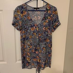 Olivaceous blue floral romper